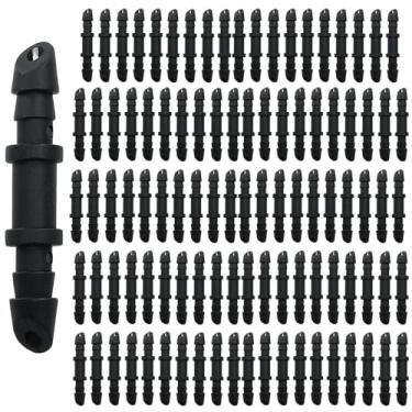 Imagem de Unlorspy 100 peças 1/10.2 cm acessórios de acoplamento farpado preto sistema de irrigação por gotejamento kit de montagem conectores farpados para sistema de irrigação por gotejamento ou jardim