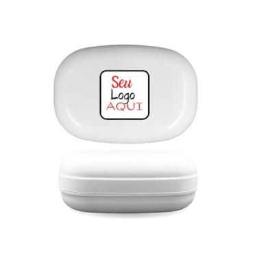 Imagem de Kit 50 Saboneteiras Personalizadas C/Tampa Plástico Porta Sabonete Decorada Com Logo Nome Frase Lembrancinha Festa Empresa Aniversário Bebê Lavabo Viagem