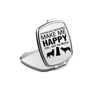 Imagem de Espelho compacto de pastores australianos, espelho fotográfico Make Me Happy dos pastores australianos, espelho de maquiagem de viagem, espelho pequeno de mão, espelho de bolso portátil, ideia de