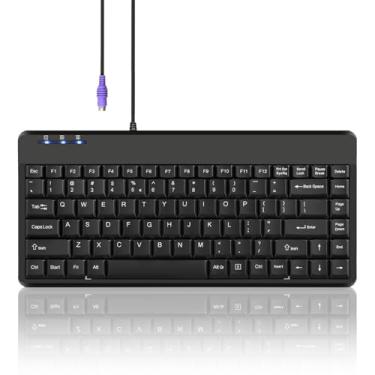 Imagem de Perixx Mini teclado PS2 com fio PERIBOARD-409P, preto, layout em inglês dos EUA