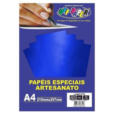 Imagem de Papel Lamicote A4 Especial Corte 10 Folhas 250g Off Paper,  Azul