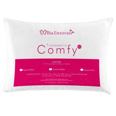 Imagem de Travesseiro Comfy Suporte Médio Fibra Siliconizada 500 Gramas 70cm X 50cm 1 Unidade