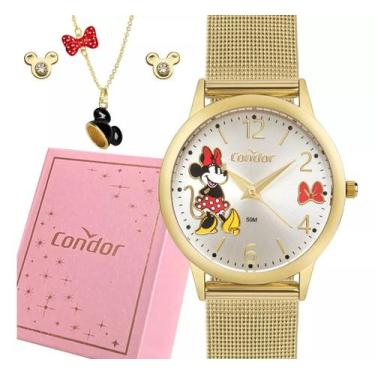 Imagem de Kit Relógio Feminino Colar Brincos Disney Minnie Condor