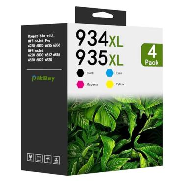 Imagem de Cartuchos de tinta 934XL 935XL preto/colorido de alto rendimento (pacote com 4, preto/ciano/magenta/amarelo) cartuchos de tinta compatíveis com 934XL 935XL para impressora HP OfficeJet Pro 6830 6835