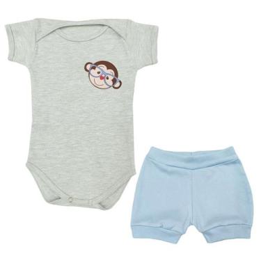 Imagem de Conjunto Body Bebê Manga Curta Macaco de Óculos + Shorts - Generic, P,