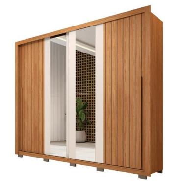 Imagem de Guarda Roupa Casal 2 Portas de Correr com Espelho Moviment Freijó/Off 