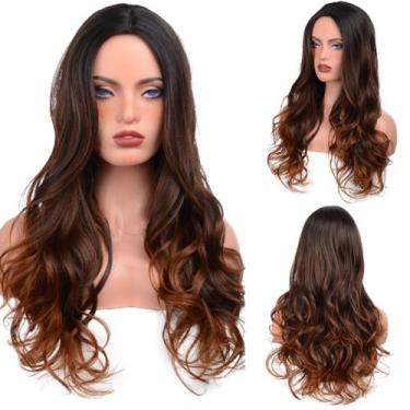 Imagem de Peruca Lace wig Fibra Organica 60cm chocolate com Mechas - GM HAIR