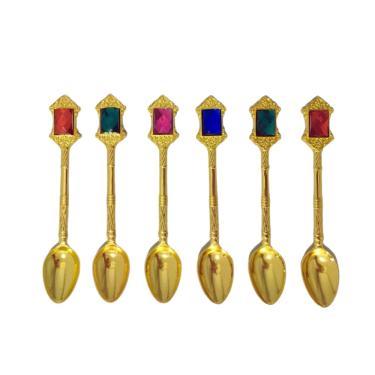 Imagem de Jogo Com 6 Colheres Para Chá / Café Aço Inox com Pedras Sintéticas Saldão