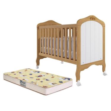 Imagem de Berço Mini Cama Harmonia com Colchão Supreme - Permóbili Baby Nature/Branco