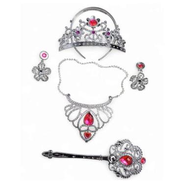 Imagem de Kit Fantasia infantil Princesa Coroa Varinha e Acessórios - Jr Toys, J