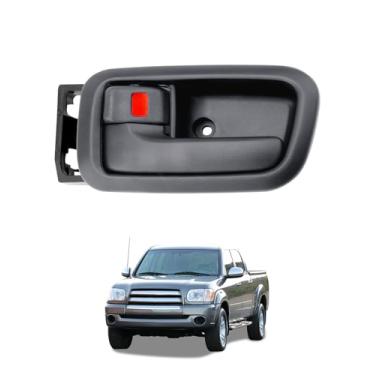 Imagem de Maçaneta interna com moldura, compatível com Toyota Tundra 2000, 2001, 2002, 2003, 2004, 2005, 2006, cinza, parte interna dianteira esquerda do motorista | 692060C010B1, TO1352187, 69278-0C010-B0 Peça interna da maçaneta