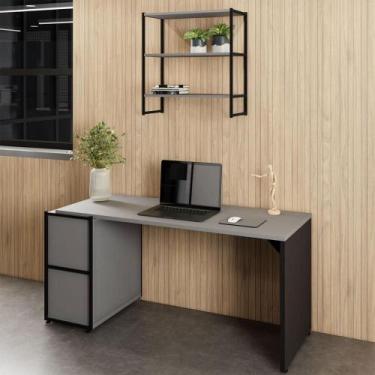 Imagem de Mesa Escritório 150cm com Nicho Aéreo Industrial F5 Office - F5 Office