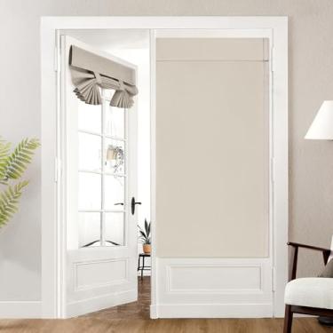 Imagem de Cortinas de porta francesas 100% blackout texturizadas de linho cortinas de janela de porta com isolamento térmico cortinas com a mesma cor e textura em ambos os lados para qualquer cômodo L76 x C 168