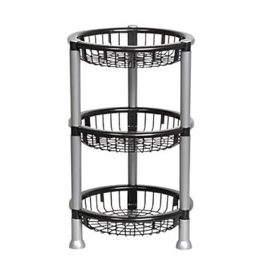 Imagem de Fruteira De Chão Cesto Organizador Multiuso 3 Andares Cozinha Dispensa Frutas Legumes (Preto)