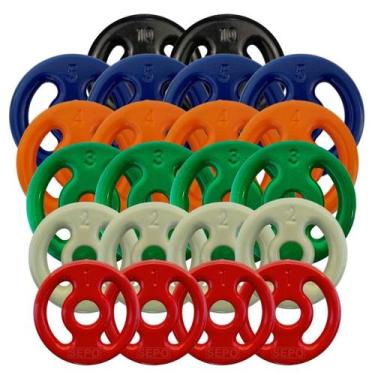 Imagem de Kit Anilhas Emborrachadas 80 Kg - SEPO