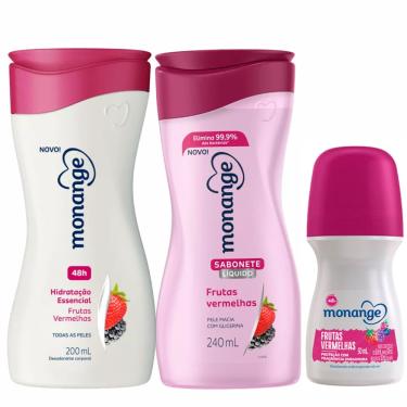 Imagem de Kit Sabonete Líquido + Hidratante Corporal Monange Frutas Vermelhas + Roll-on