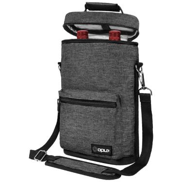 Imagem de Porta-Garrafas Térmico para 2 Garrafas de Vinho OPUX, Bolsa Isolante para Viagens e Piqueniques, Case Acolchoado à Prova de Vazamentos,