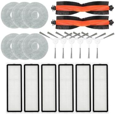 Imagem de Kit de acessórios para aspirador de pó robô Xiaomi S20 Plus S20+, 2 escovas principais, 6 filtros HEPA, 6 escovas laterais, 6 almofadas de esfregão, acessórios de reparo de reposição de peças de