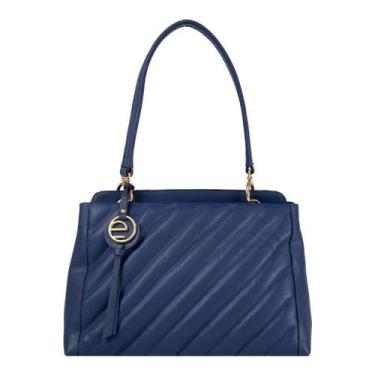 Imagem de Bolsa Couro Ombro Matelassê Azul Marinho - Le Postiche