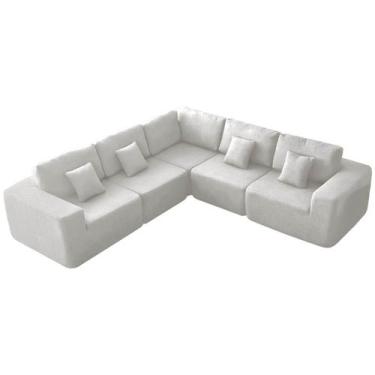 Imagem de Kit Sofá Modular 5 Lugares Moderno Curvo Orgânico Adapt Bouclé - Amare
