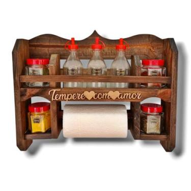 Imagem de Porta Tempero de Parede Papel Toalha Condimentos Azeite Vinagre Piment