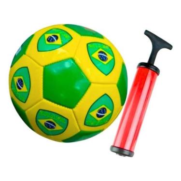 Imagem de Bola De Futebol Campo material sintético Verde Amarela Brasil para cri