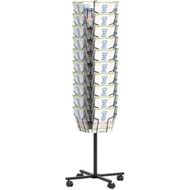 Imagem de Estante, Rack De Arquivo, Suporte De Exibição De Quadro De Dados Girando A5 Folheto Dobrável Display Stand Cartão De Saudação Informações Rack De Exibição Colocar Folheto De Publicidade Pra