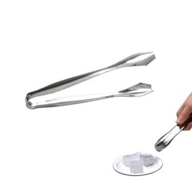 Imagem de YAFIYGI Pinça de gelo para balde de barra, pinça de cubo de prata, pequena prensa de cobre sólido, pinça de gelo, ideal para bolas de gelo, cubos de açúcar, pinças de aço inoxidável de 17 cm para uso