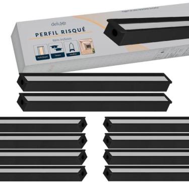 Imagem de Kit 20 Metros Perfil p/ Led Embutir aluminio Risque Nano 10x2m 13x10mm