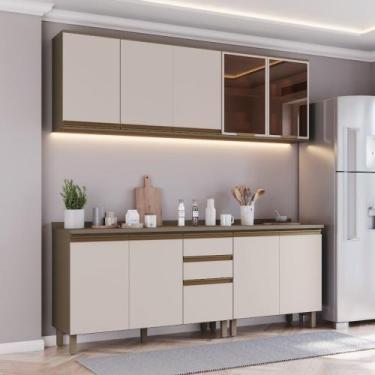 Imagem de Cozinha Modulada para Apê 200cm 09 Portas 3 Gavetas Connect Henn, Duna