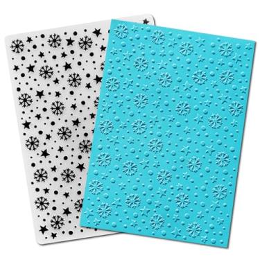 Imagem de DIYology Pastas em relevo de textura de flocos de neve para fazer cartões, modelo de gravação para artesanato em papel, decoração de scrapbooking