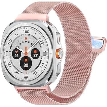 Imagem de FIT IT Pulseira Magnetica Metal Milanes para Galaxy Watch 7 Ultra 2025 47mm, Versão Atualizada (Rosê)