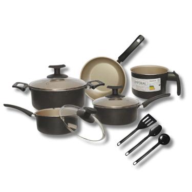 Imagem de Jogo De Panelas 8 Peças Teflon Antiaderente C Tampa De Vidro