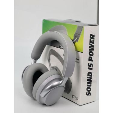 Imagem de Fone de ouvido Bluetooth sem fio P55 de longa duração da bateria cinza claro