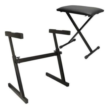 Imagem de Suporte Estante Para Teclado Saty Em Z Sz02 + Banqueta Bt10