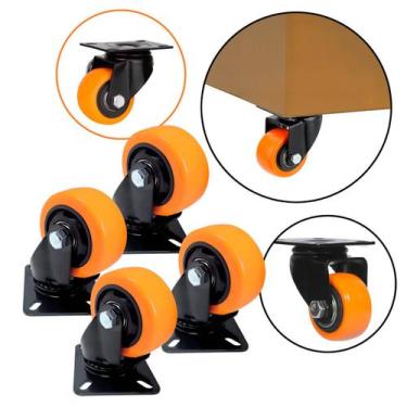 Imagem de Kit 4 Rodízios Giratórios Reforçados sem Trava 40mm  Antirrisco, Capac