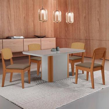 Imagem de Mesa de Jantar Isadora 120cm Tampo MDF Vidro com 4 Cadeiras Copper Premium