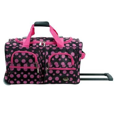 Imagem de Rockland Bolsa esportiva com rodinhas, Ponto preto/rosa, 22-Inch