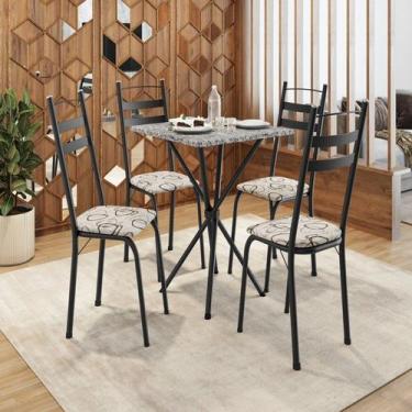 Imagem de Conjunto sala de Jantar Mesa Quadrada 70cm Tampo Granito com 4 Cadeira