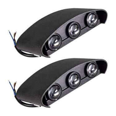 Imagem de Kit 2 Arandelas Pretas De Parede 6W 4000K 3 Focos - Noll Led