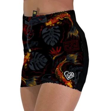 Imagem de Saia Cyclone Veludo Fire Carpa Light, Preto, Vermelho, PP