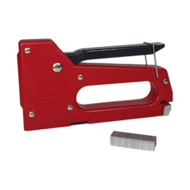 Imagem de Grampeador Vermelho de Ferro para Tapeceiro Fixação Durável Madeira e Lona