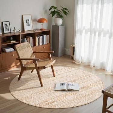 Imagem de Miukiki Tapete de área de 20 x 20 cm para sala de estar, tapetes laváveis marroquinos antiderrapante, tapete de piso interno, dobrável, grande, macio, para sala de jantar, quarto, com pelo baixo (bege