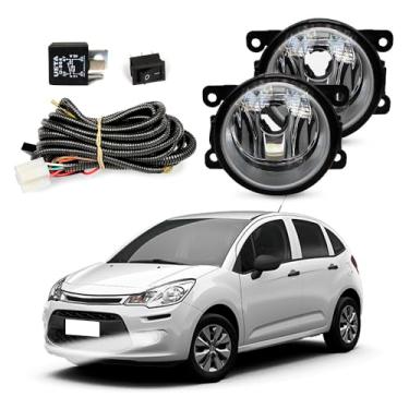 Imagem de Kit Farol de Milha para C3 2009 a 2021 Completo com Chicote Botão e Relê Auxiliar Neblina