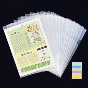 Imagem de Pacote com 200 pastas de plástico transparente para documentos com bolso para projetos tipo L tamanho carta dos EUA A4 pastas de papel transparente com 30 abas de índice