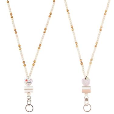 Imagem de SUNNYCLUE 1 caixa, 2 peças, cordão de crachá de contas de silicone, cordão de identificação de escritório, madeira, maçãs fofas, contas de livro, moda com fechos giratórios, crachá para trabalhadores