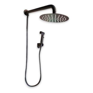 Imagem de Ducha Desviador Chuveirinho Preta Chuveiro 30cm Fosco Mg151 - MG Metai