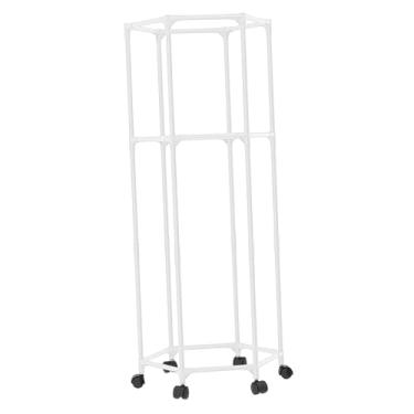 Imagem de Fenteer Solução de armazenamento de cabideiro de roupas, cabideiro portátil de grande capacidade para secagem ao ar, bolsas, saias e quarto, Branco Duplo