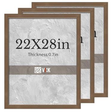 Imagem de VCK Moldura marrom para pôster, 56 x 71 cm, pacote com 3, moldura de pôster de textura de madeira para decoração de parede – exibição de escritório, sala de estar e corredor