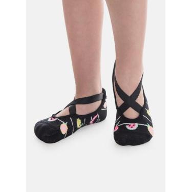 Imagem de Meia Sapatilha Ballet Menina Frutas Preto 23 a 33 - PUKET, Preto, 23 A